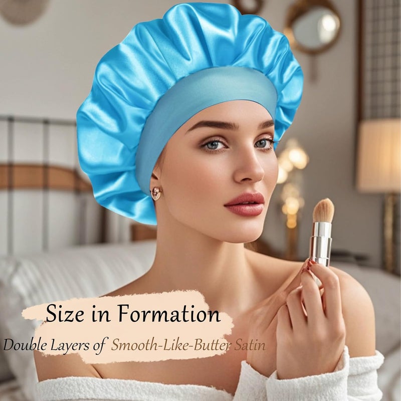 Doitory Store Satin Silk Bonnet for Sleeping, Soft Satin Lined Hair Bonnet for Women, Double Layer Sleep Nightcap - Image 4